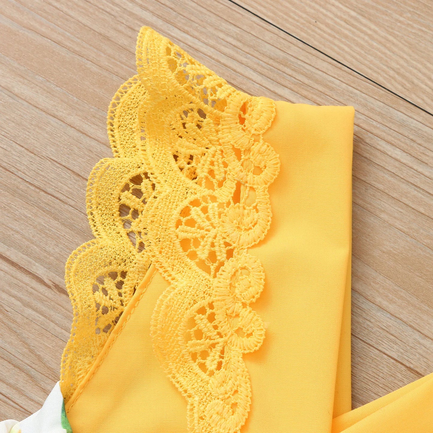 2023 Kids Summer Clohing New Toddler Kids Baby Girls Cute Lace Lemon Print Dress Romper Headbands Princess Summer Girls Clothes