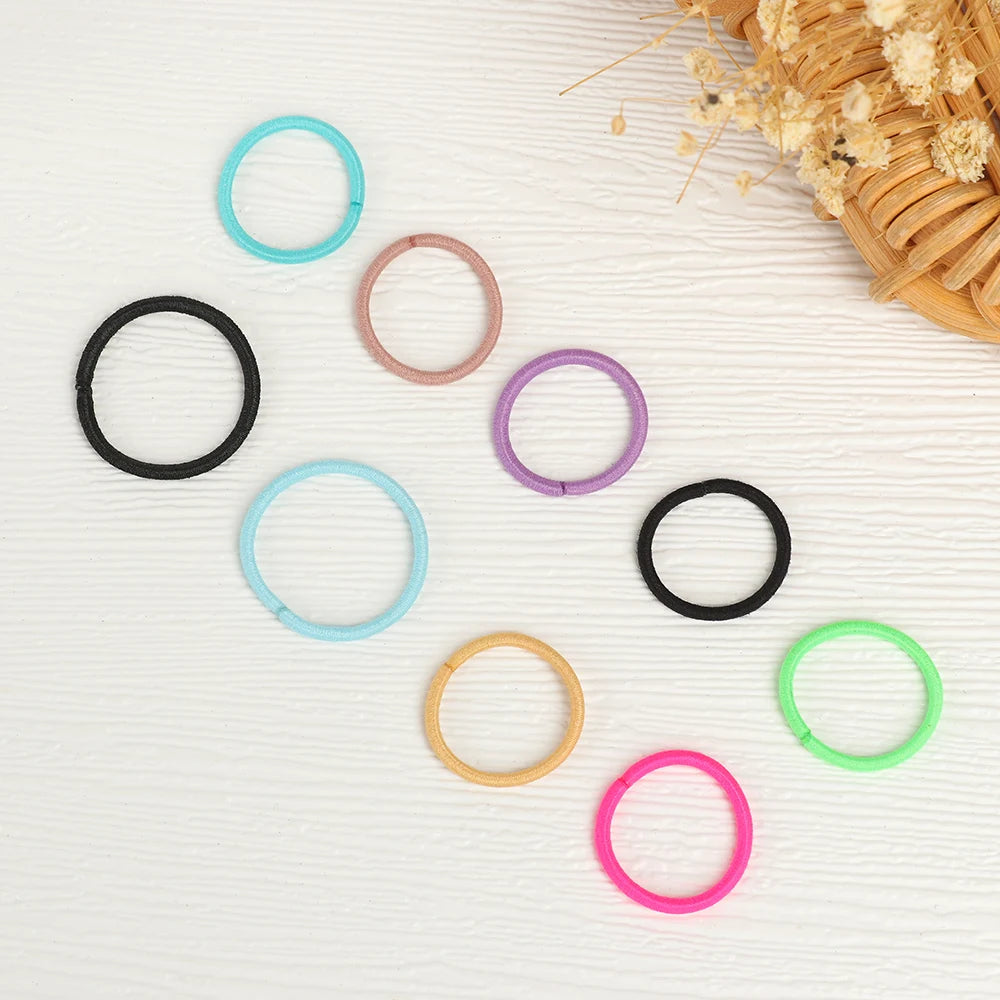 100pcs/lot 2CM Hair Accessories Girls Rubber Bands Scrunchy Elastic Hair Bands Kids Baby Headband Decorations Ties Gum for Hair