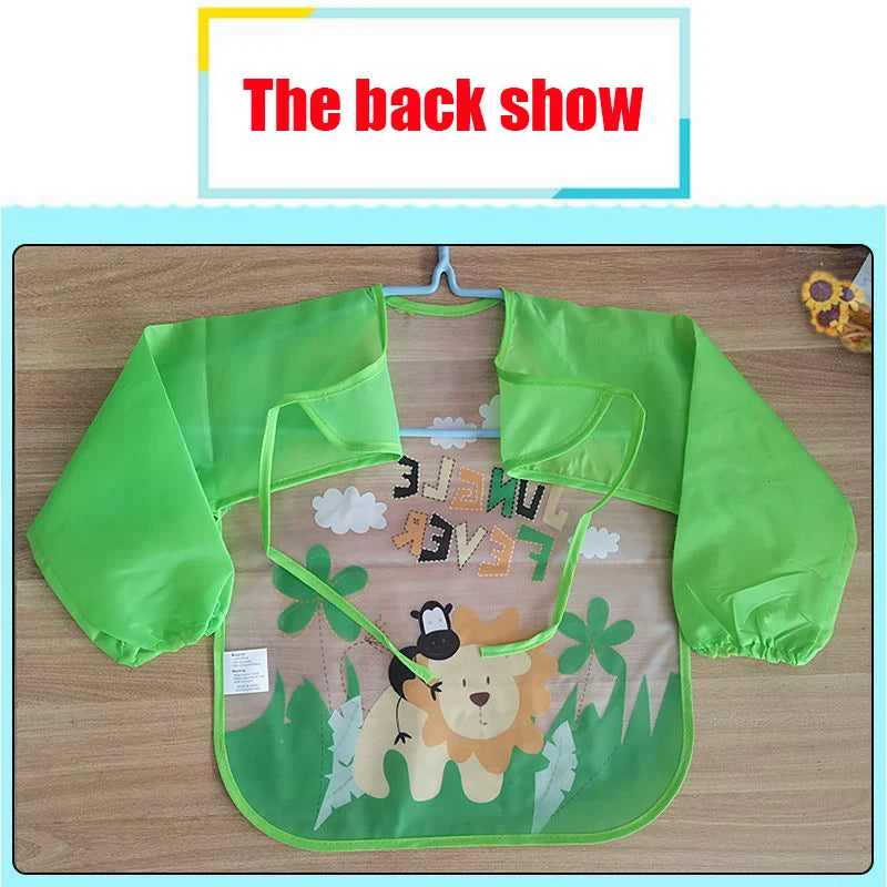 Baby Bibs New Cute Children Baby Stuff Toddler Waterproof Long Sleeve Art Smock Feeding Bib Apron for Kids 0-6 Years