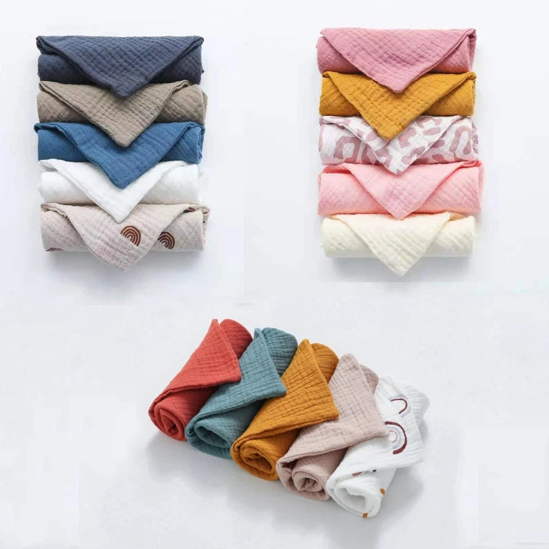 5 PcsWashcloth Muslin Cloth Feeding Bib