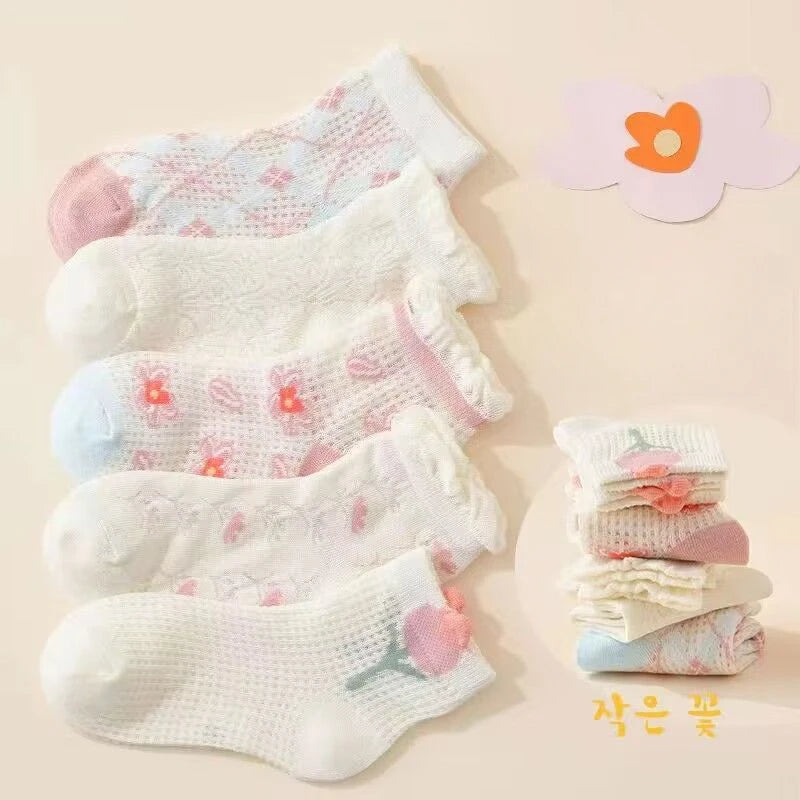 5Pairs/lot Children Socks for kids Girls Cotton Cute Outdoor Travel Sports Socks Spring Summer Sports Clothes Accessories