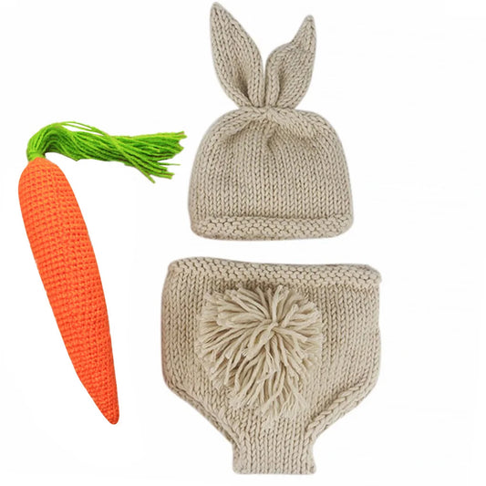 Newborn Photography Props for Baby Boy Girl Photo Outfits Knitting Pant Hat Radish Shooting Costume Romper Baby Photoshoot Outf