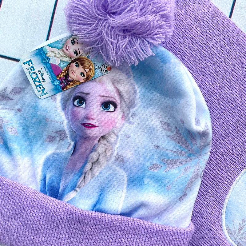 Children's Hat New Fall Winter ELSA Cartoon Hat Scarf Gloves Kids Toddler Girl Hat and Scarf Set