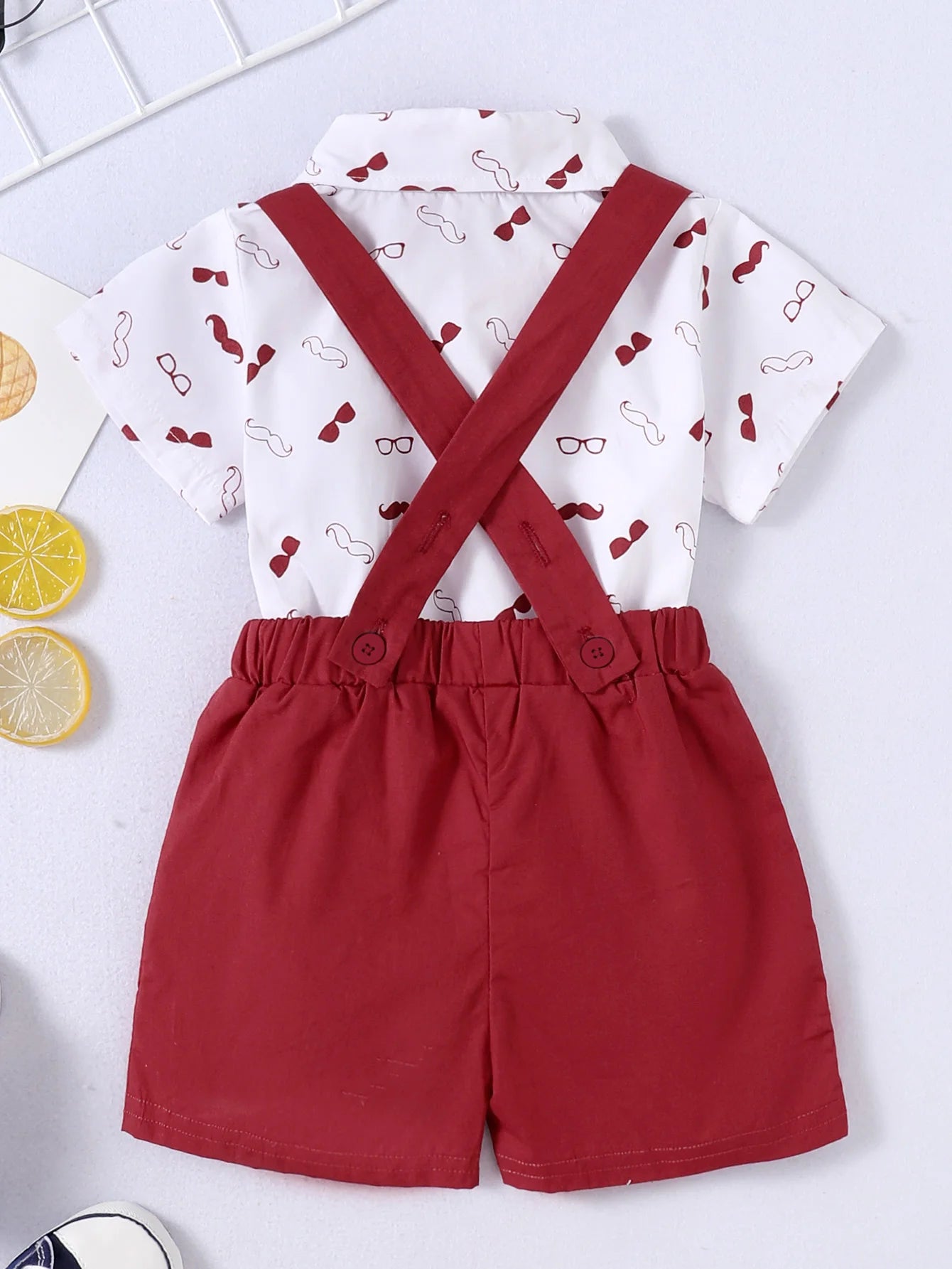 0-24 Months Baby Boys Costumes Short Sleeve Bodysuit with Bow + Suspender Pants Wedding Parties Festivals Gentleman Clothing