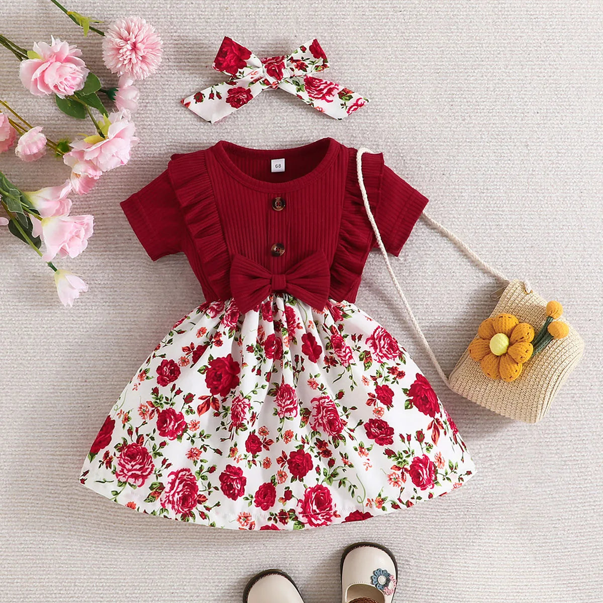 Dress Baby Girl 0-3 Years old Summer Short Sleeve Fashion Cute Floral Kids Princess Dresses For Newborn Baby Girls