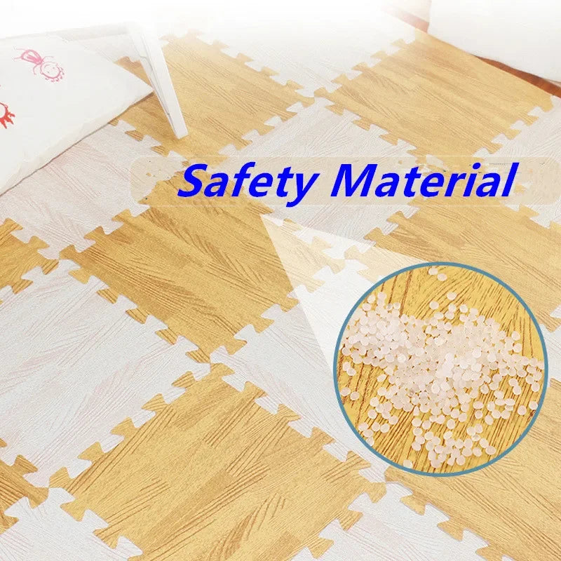 Puzzle Mat 12PCS 30x30cm Foam Play Mats Rug Baby Game Mat Baby Activity Gym Puzzle Mat Wood Grain Floor Mat Kids Carpet Play Mat