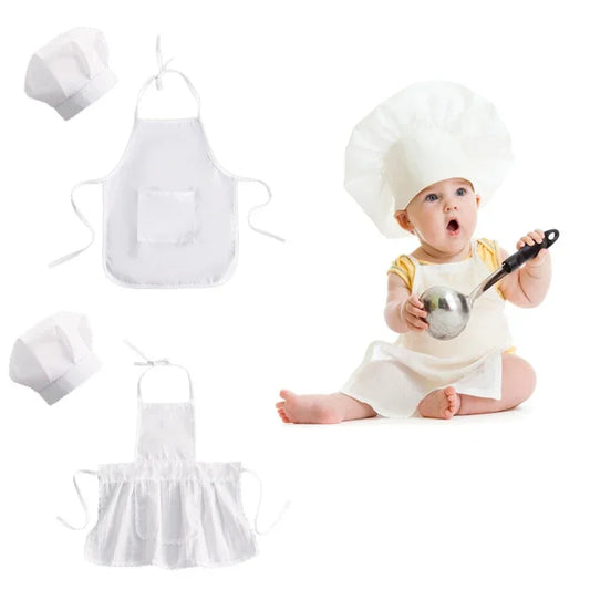 Baby Chef Apron Hat for Kids Costumes Chef Baby Cook Costume Newborn Photography Prop Newborn Hat Apron Kids Toys Gifts