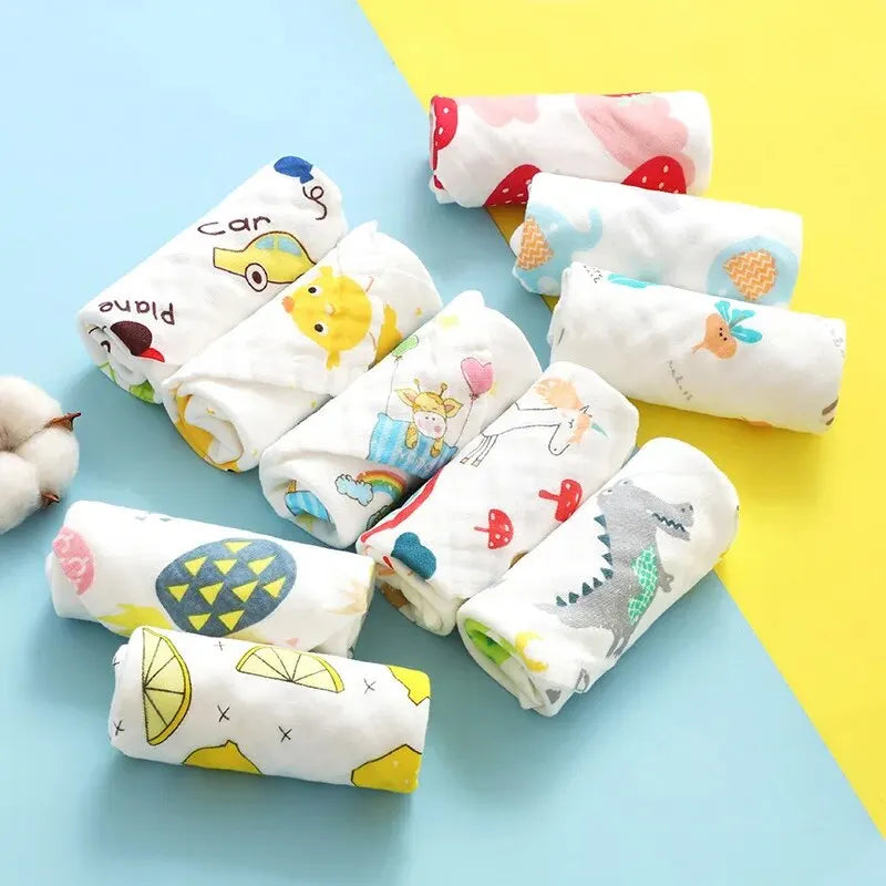 Random 5pcs Muslin 6 Layers Cotton Soft Baby Towels Baby Face Towel  Burp Cloth