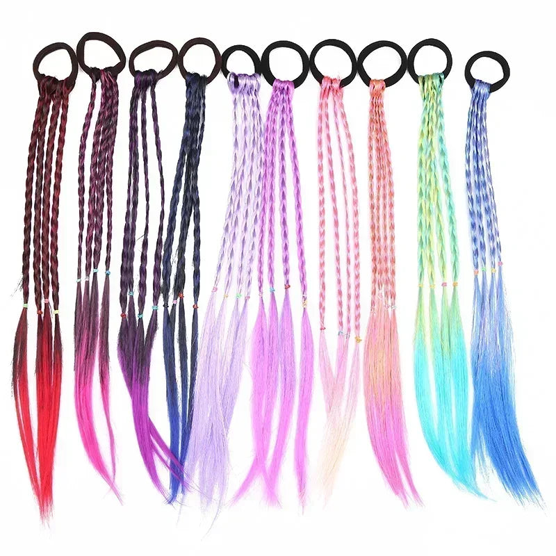 Girls Colorful Wigs Ponytail Headbands Rubber Bands Beauty Hair Bands Headwear Kids Hair Accessories Head Band Hair Ornament