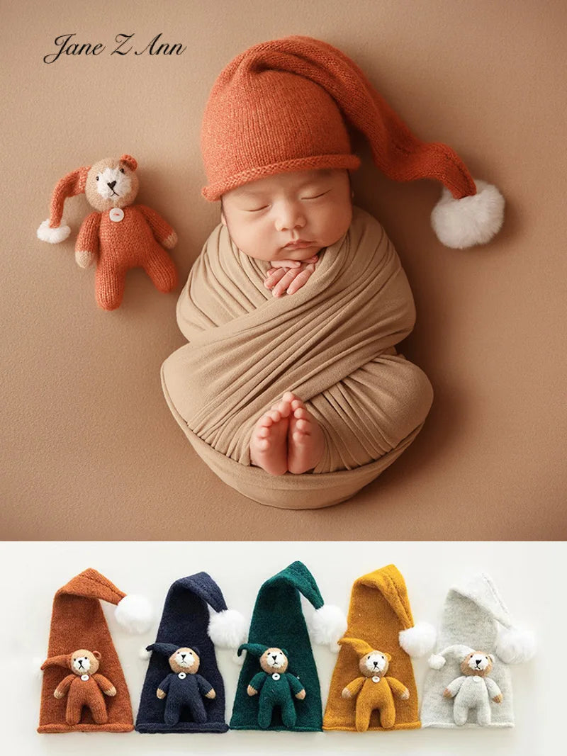 Newborn baby photo props infant sleeping hat and cute bear multi-colors home studio shooting item