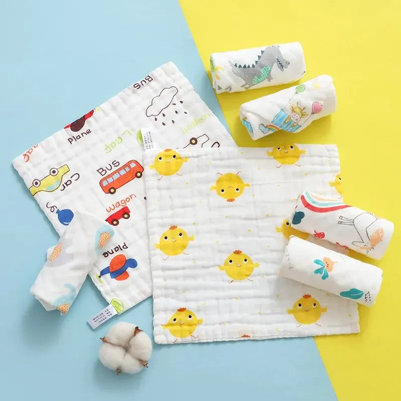 Random 5pcs Muslin 6 Layers Cotton Soft Baby Towels Baby Face Towel  Burp Cloth