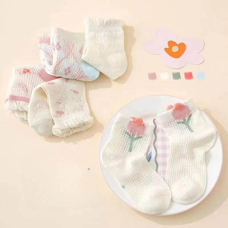 5Pairs/lot Children Socks for kids Girls Cotton Cute Outdoor Travel Sports Socks Spring Summer Sports Clothes Accessories