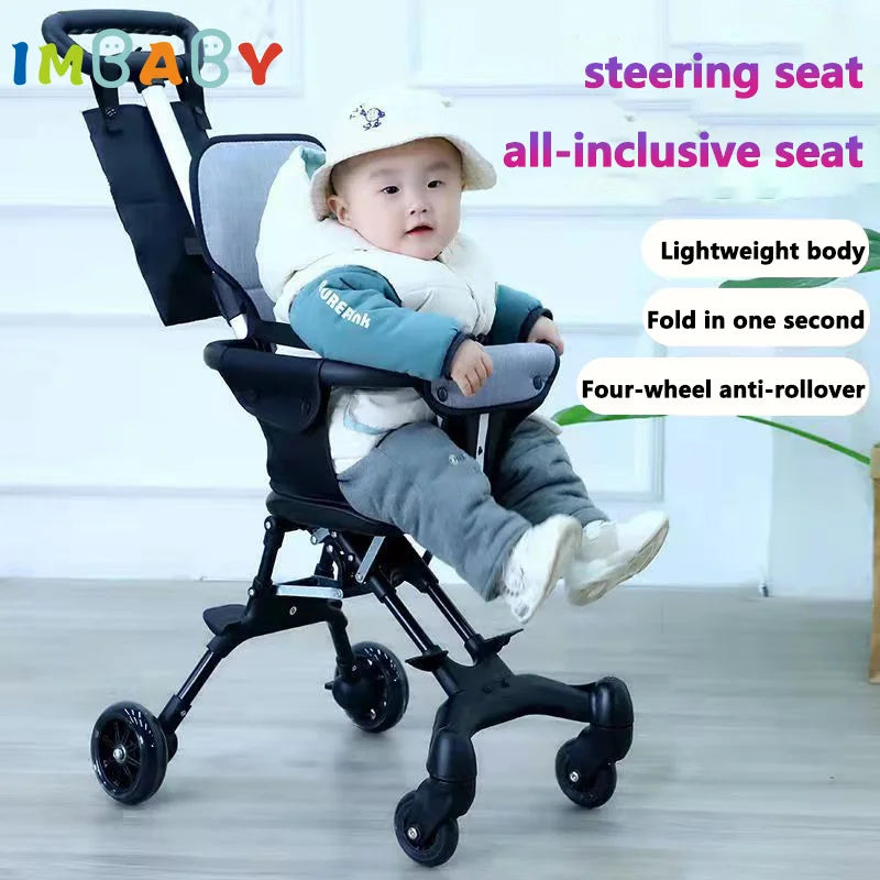 IMBABY Baby Stroller Portable Stroller Folding Trolley for Babies Travel Baby Carriage Lightweight Baby Stroller Four-Wheel Cart